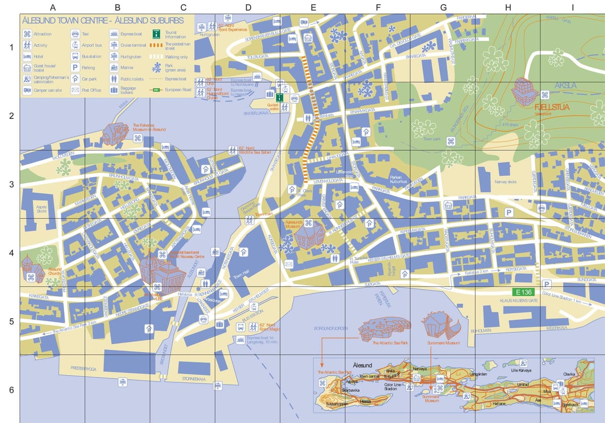alesund Noruega mapa de la ciutat