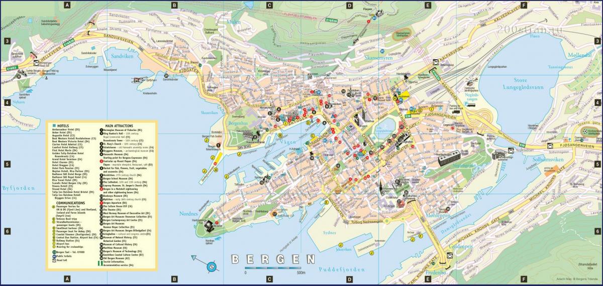 bergen, Noruega mapa de la ciutat