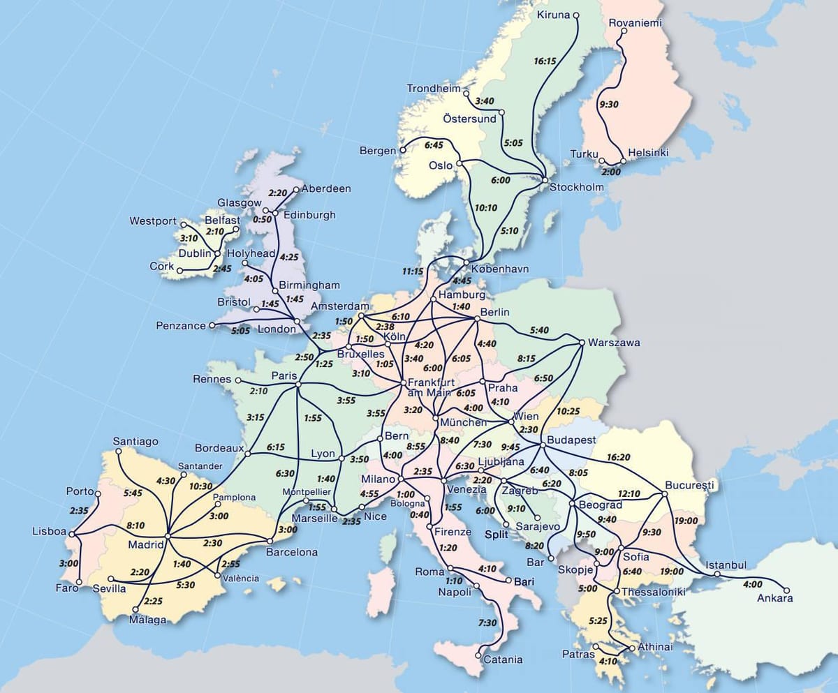 Mapa de eurail Noruega