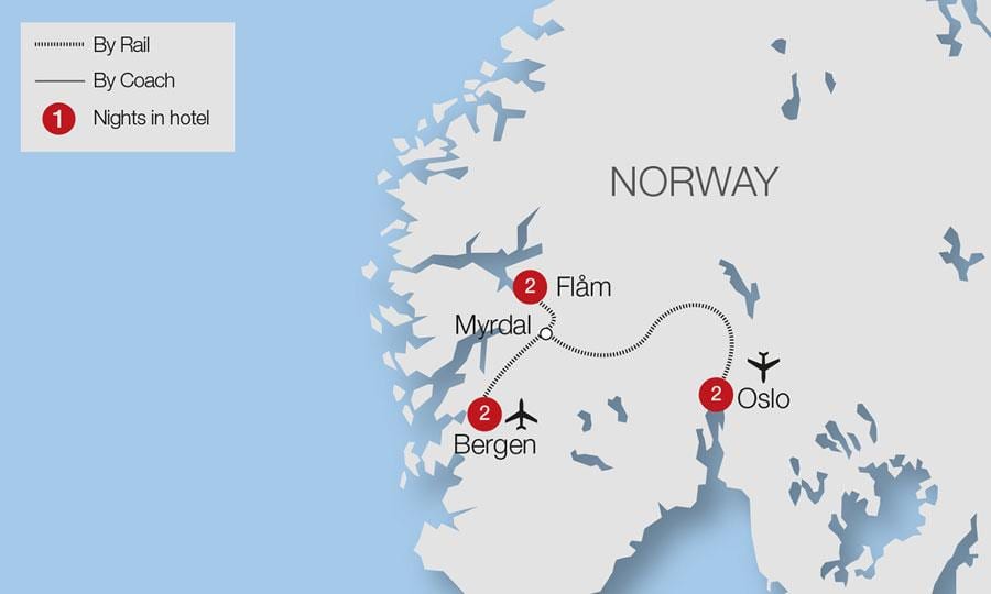 Mapa de flam railway Noruega