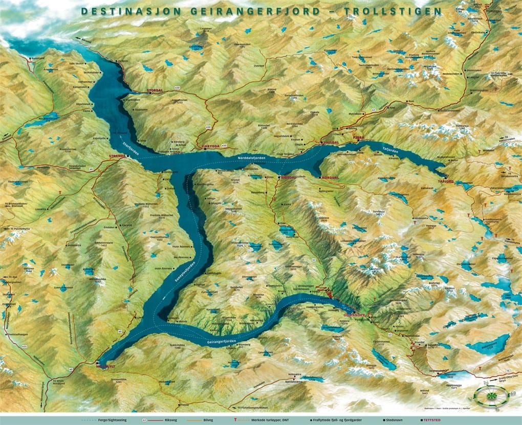 mapa de geiranger Noruega
