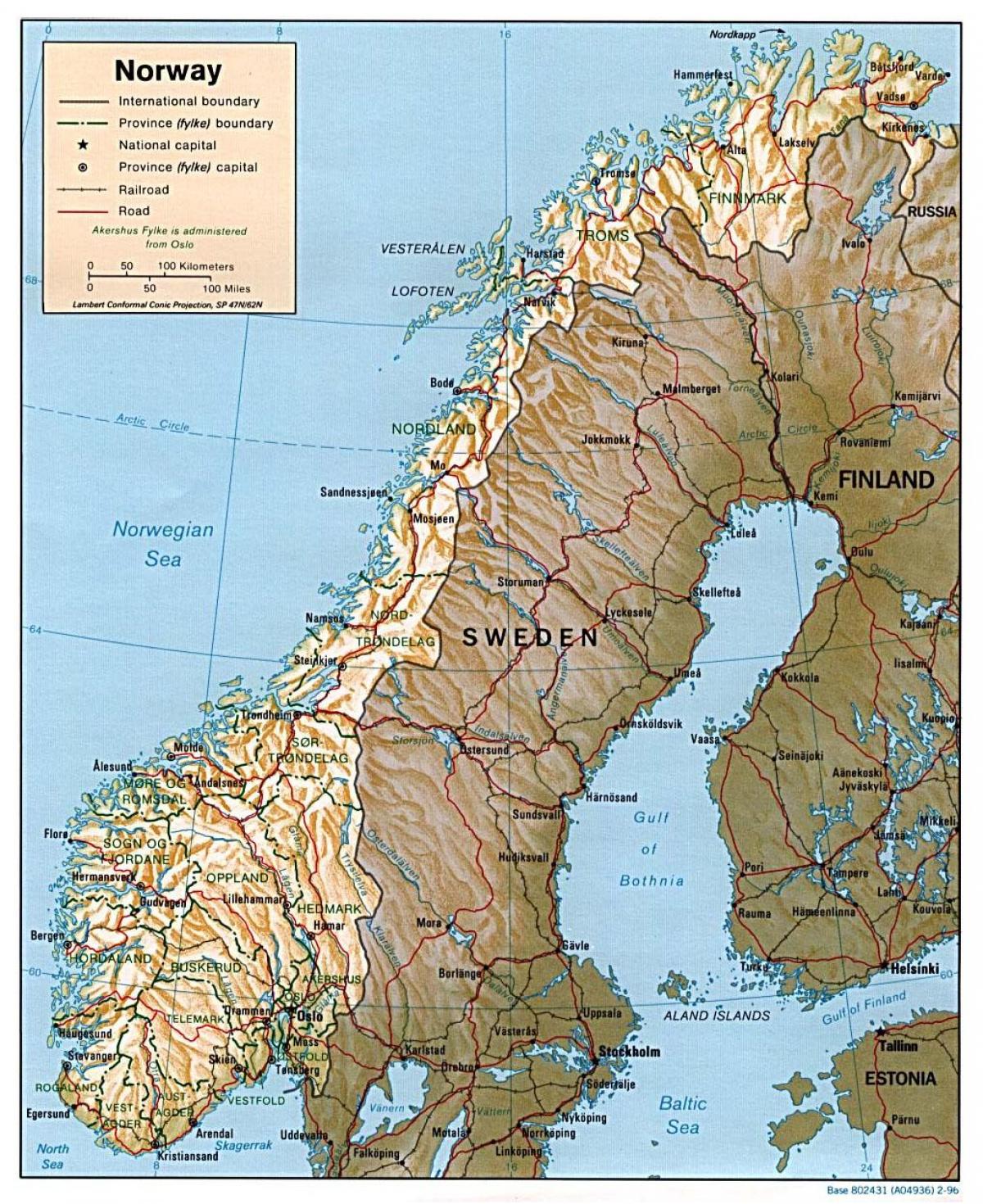 mapa detallat de Noruega amb les ciutats