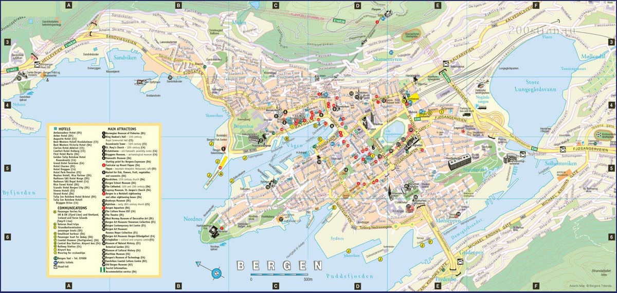 mapa de carrers de bergen de Noruega