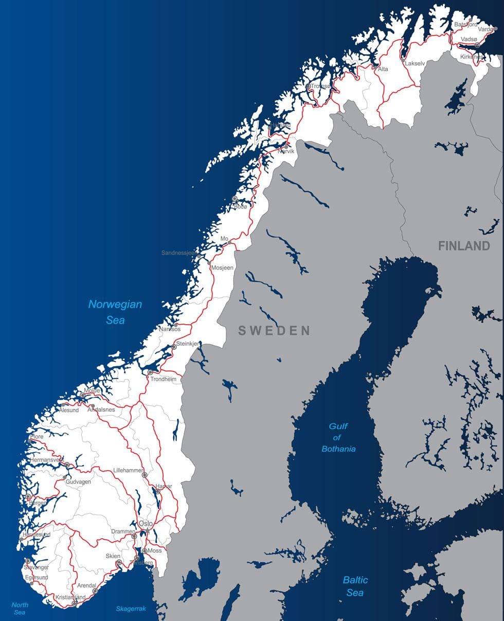 autopistes Noruega mapa