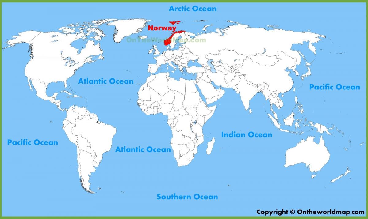 mapa del món que mostra Noruega