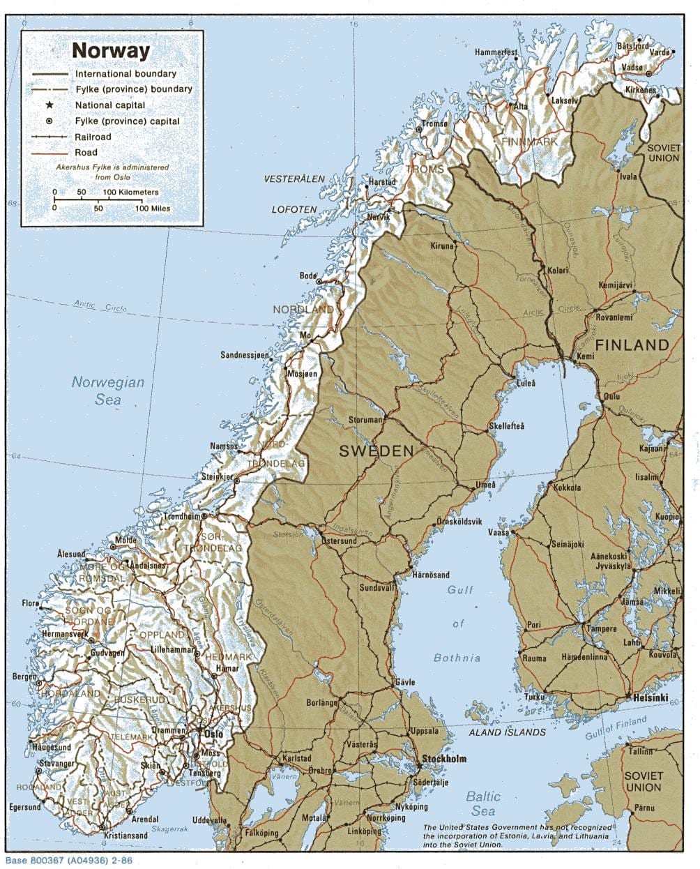 mapa geogràfic de Noruega