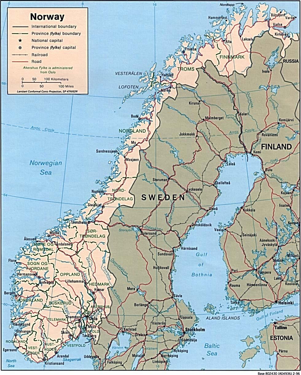 Mapa de Noruega latitud