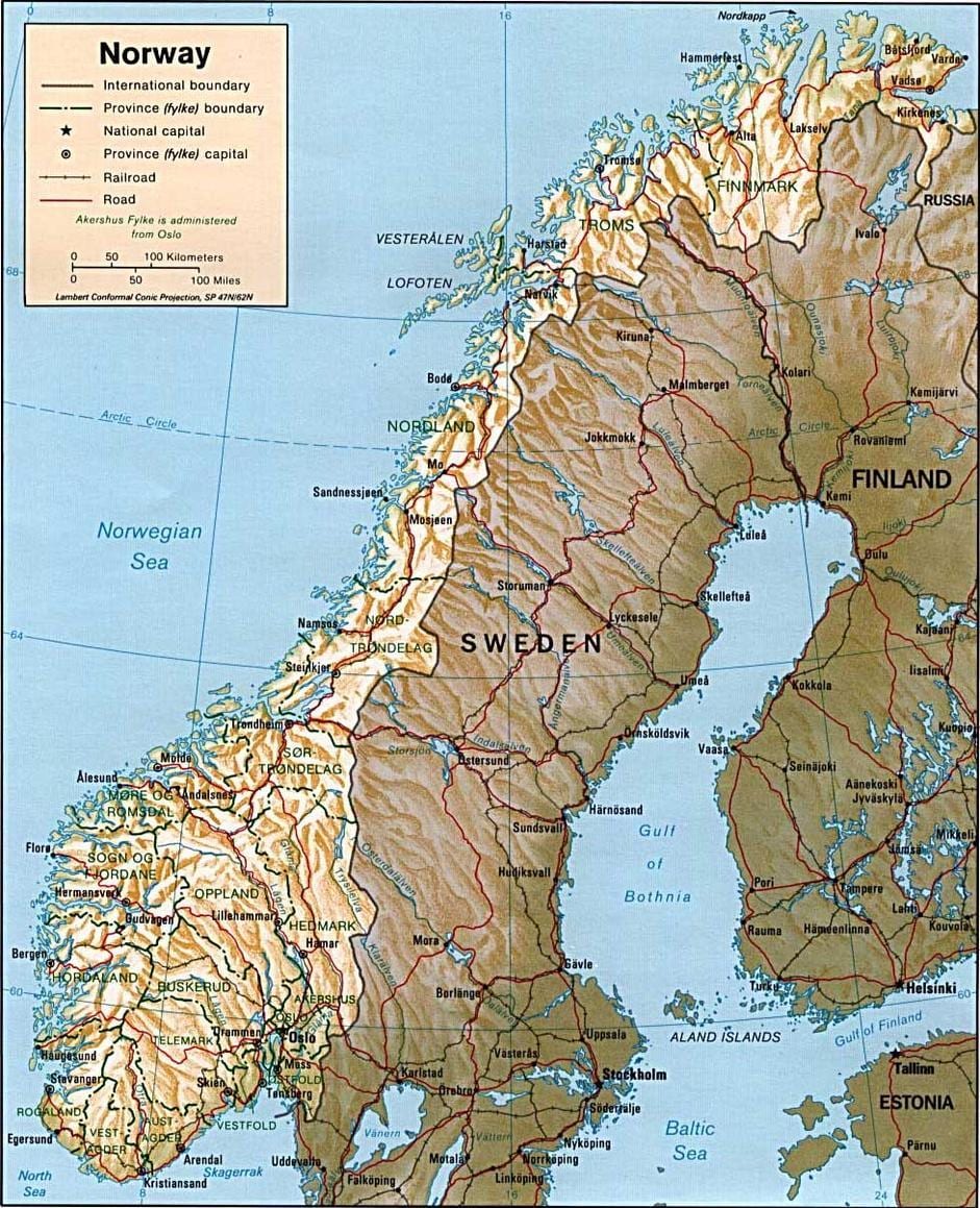 Mapa muntanyes de Noruega