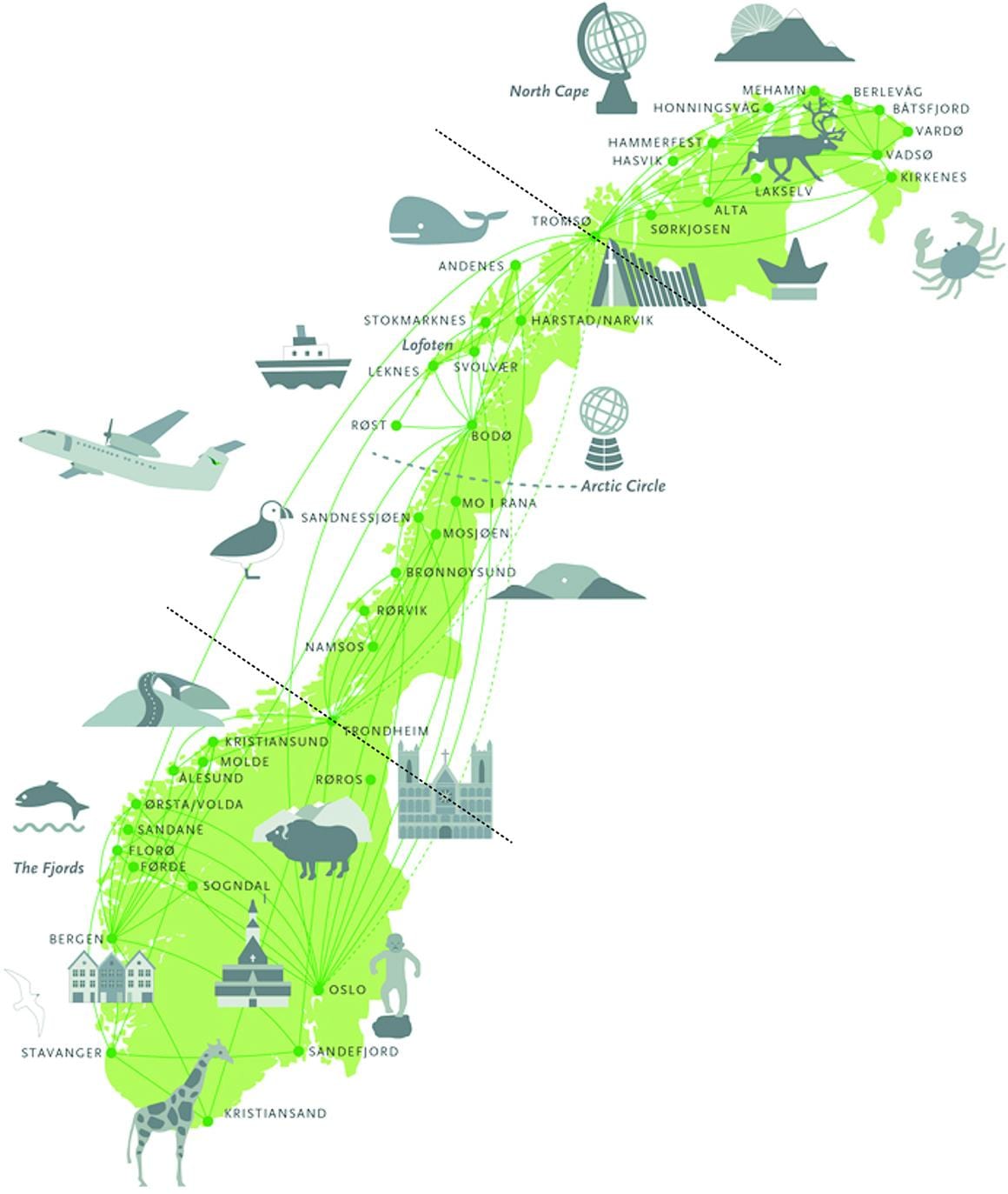 Noruega atraccions mapa