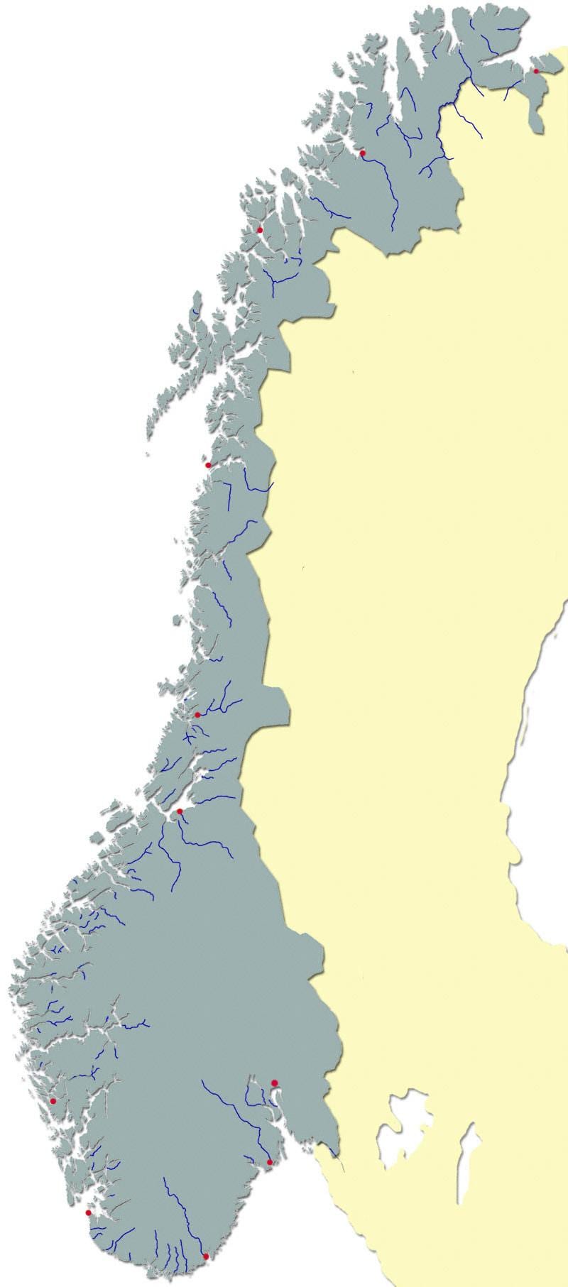 Mapa de Noruega riu