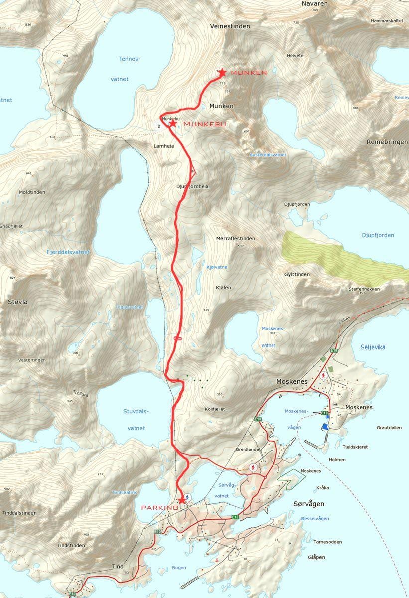 Mapa de Noruega rutes de senderisme