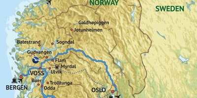 Mapa de sud-oest de Noruega