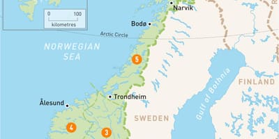 Mapa de l'alta Noruega