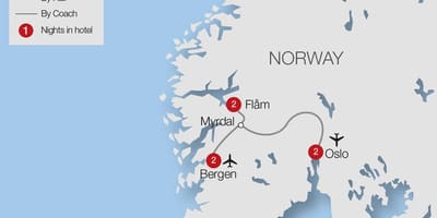 Mapa de flam railway Noruega