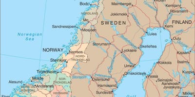 Mapa de Noruega cascades