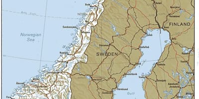 Mapa geogràfic de Noruega