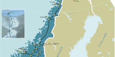 Noruega ferroviari mapa